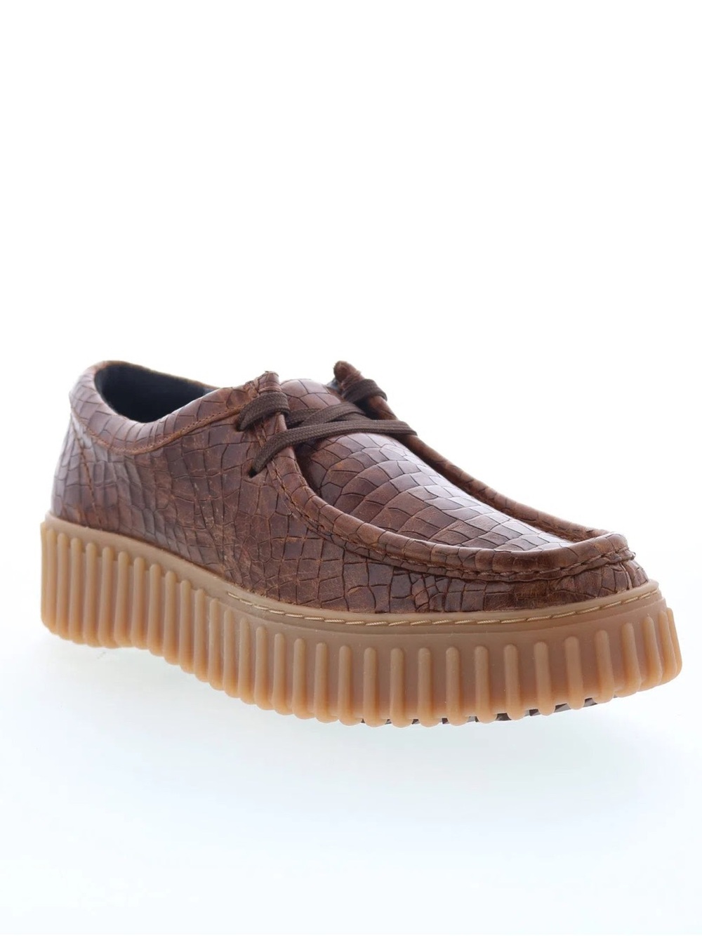 Clarks Women's Brown Textured Leather Platform Loafer